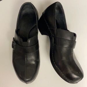 DANSKO Black Leather Slip On Mary Jane Clog Shoes Sz 41